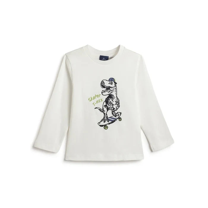 Boys White Graphic Printed T-shirt