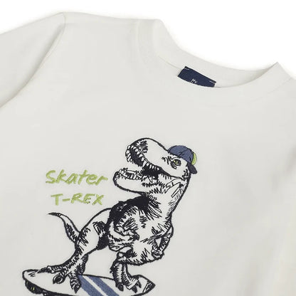 Boys White Graphic Printed T-shirt