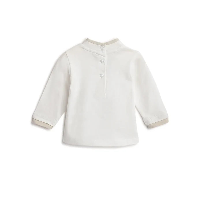 Boys White Printed Cotton T-shirt
