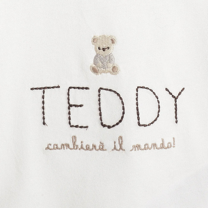 Boys White Printed Cotton T-shirt