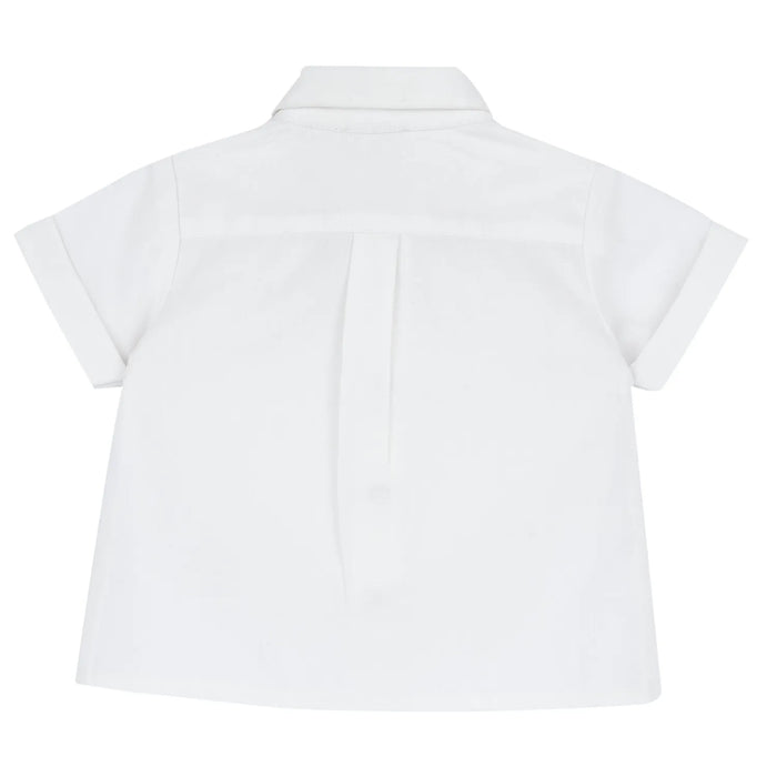Boys White Solid Short Sleeve Shirt