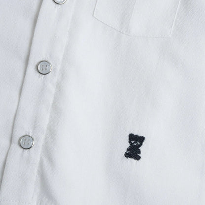 Boys White Solid Short Sleeve Shirt