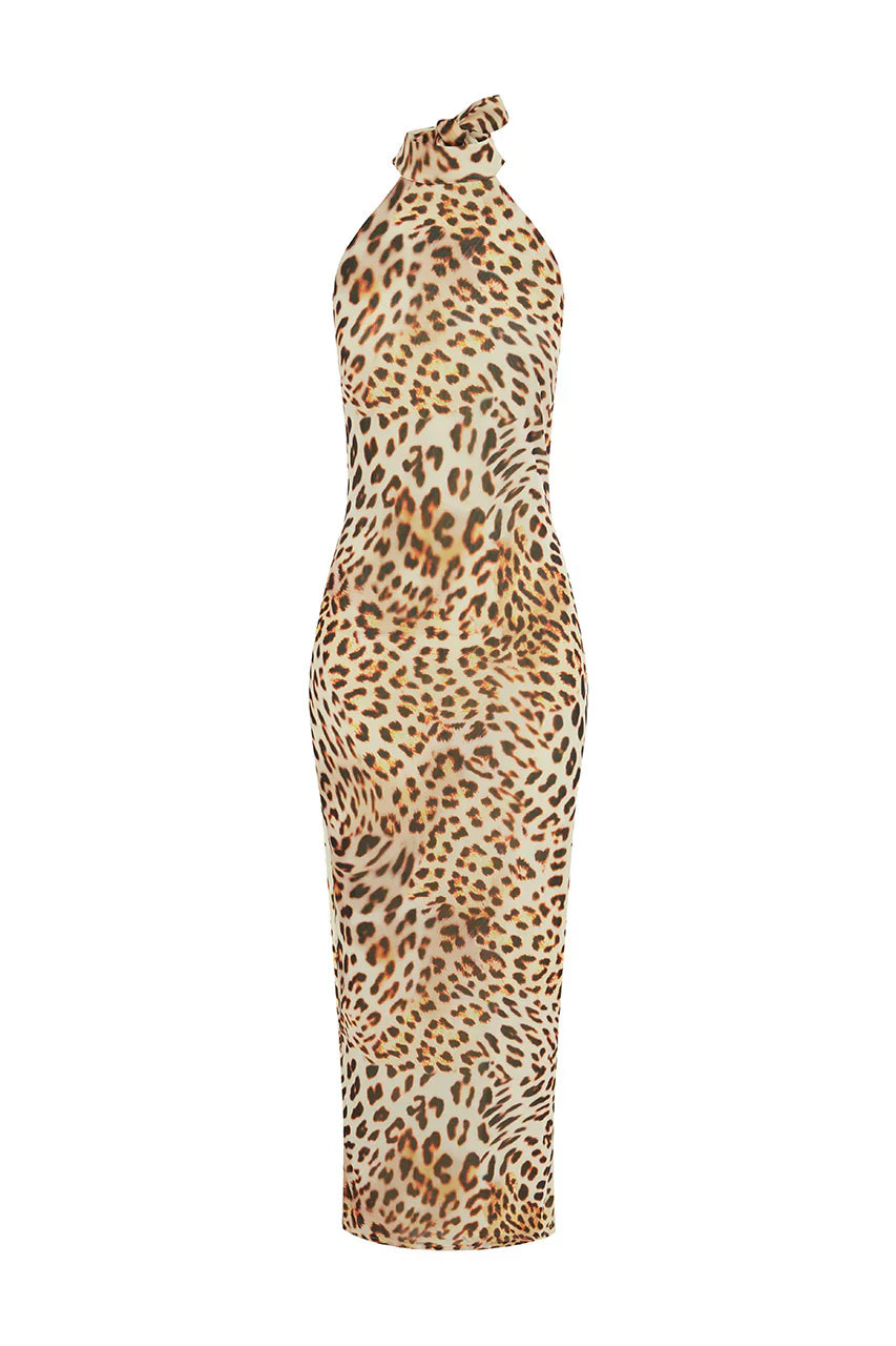 ALBA MIDI DRESS - TIKANI LEOPARD