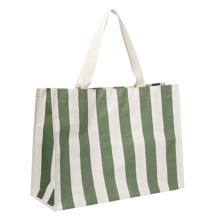 Carryall The Vacay Olive Stripe Beach Bag Totes in at Wrapsody