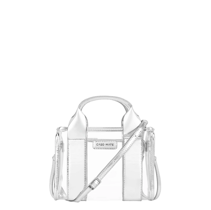 Case Mate Jelly Stadium Bag in Silver Chrome/Clear Handbags in at Wrapsody