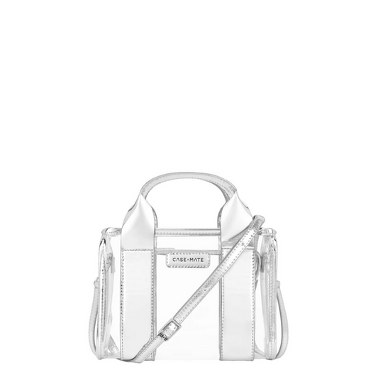 Case Mate Jelly Stadium Bag in Silver Chrome/Clear Handbags in at Wrapsody