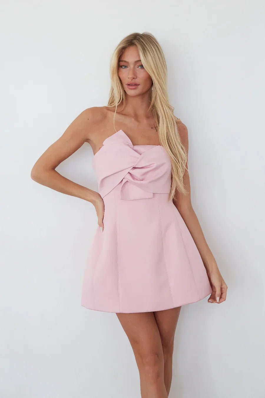 Alix Twist Front Bubble Mini Dress