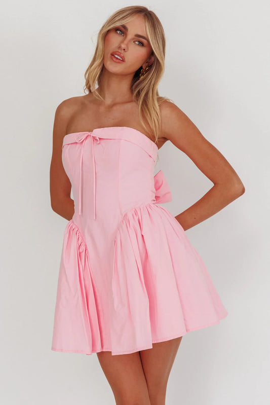 Angel Girls Bow Back Mini Dress Pink