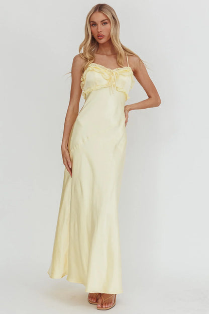 Caryn Frill Trim Maxi Dress Butter