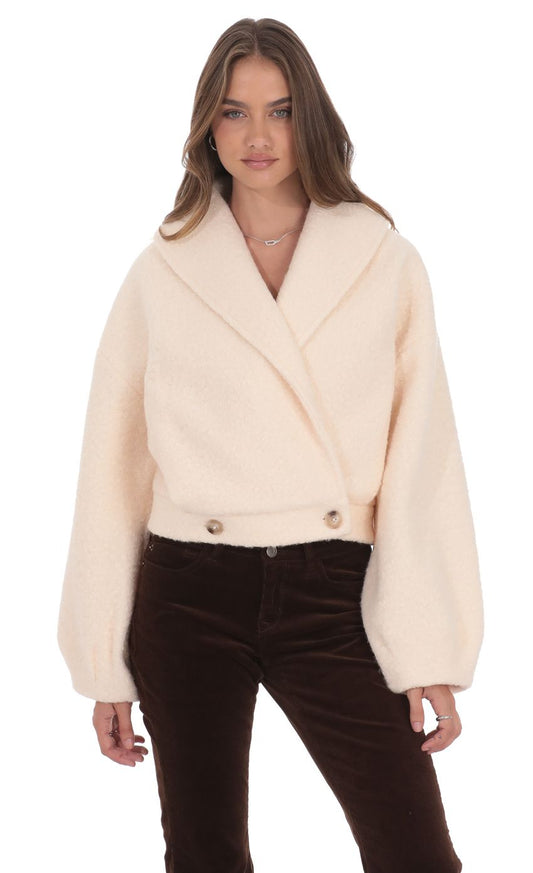 Bouclé Jacket in Blush Beige
