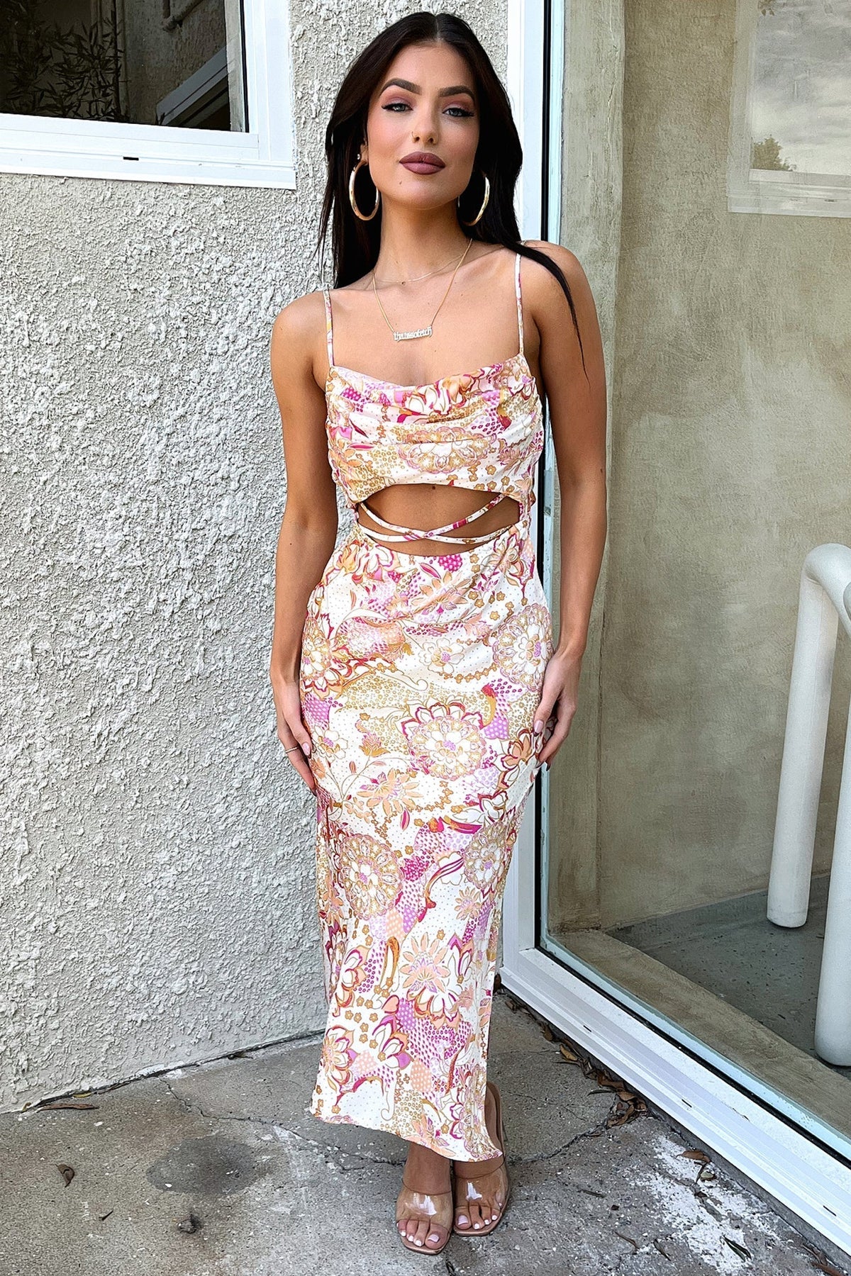 Florence Midi Dress - Pink Floral