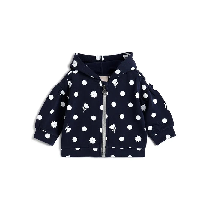 Girls Dark Blue Printed Cardigan