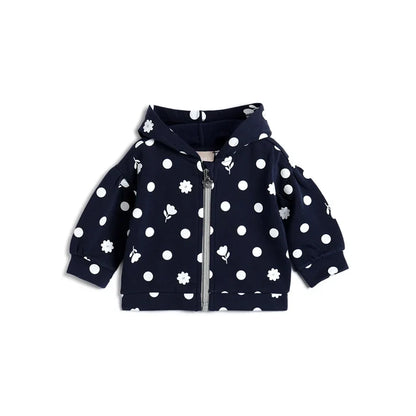 Girls Dark Blue Printed Cardigan