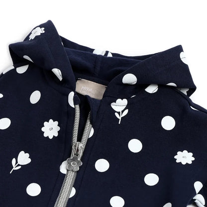 Girls Dark Blue Printed Cardigan