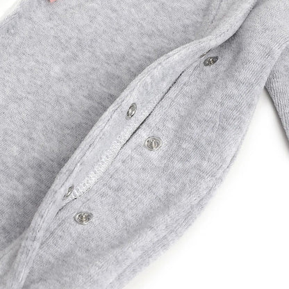 Girls Grey Embroidered Front Opening Babysuit
