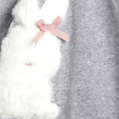 Girls Grey Embroidered Front Opening Babysuit