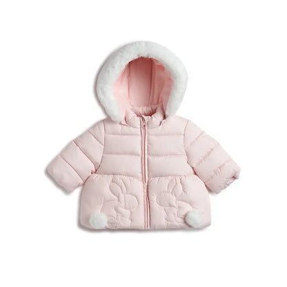 Girls Light Pink Padded Hooded Jacket