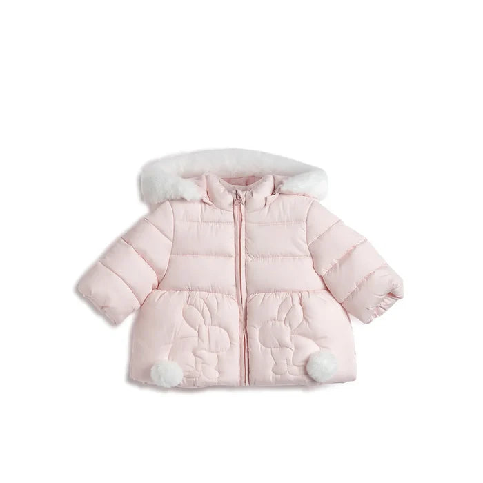 Girls Light Pink Padded Hooded Jacket