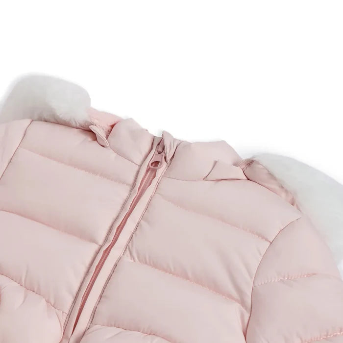Girls Light Pink Padded Hooded Jacket