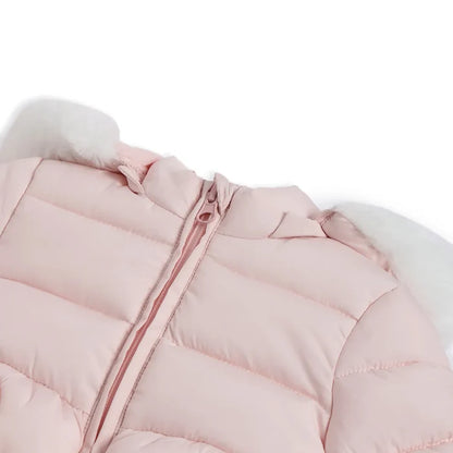 Girls Light Pink Padded Hooded Jacket