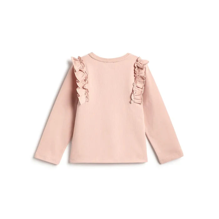 Girls Medium Pink Self Design T- Shirt