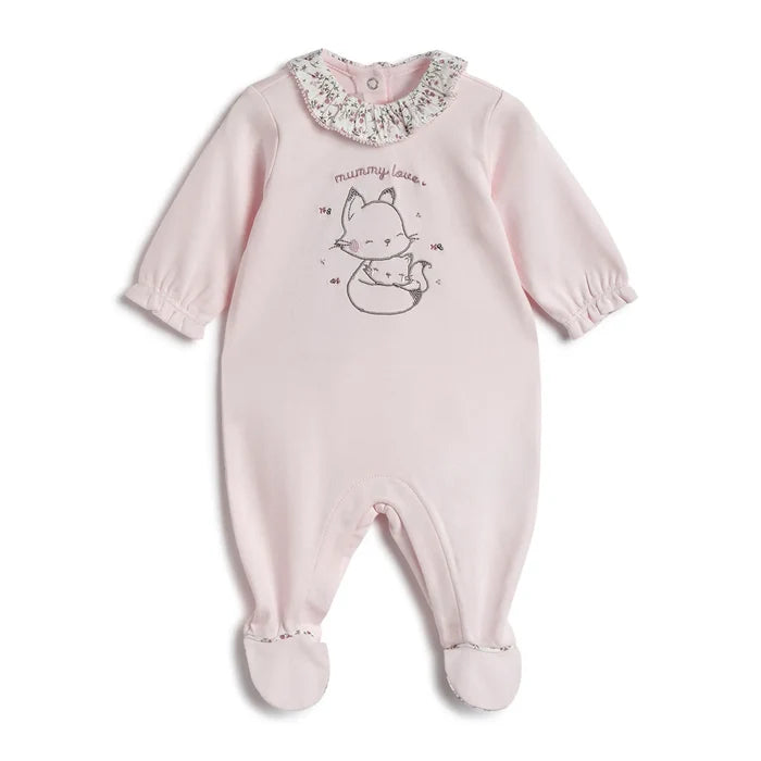 Girls Pink Embroidered Leg Opening Babysuit