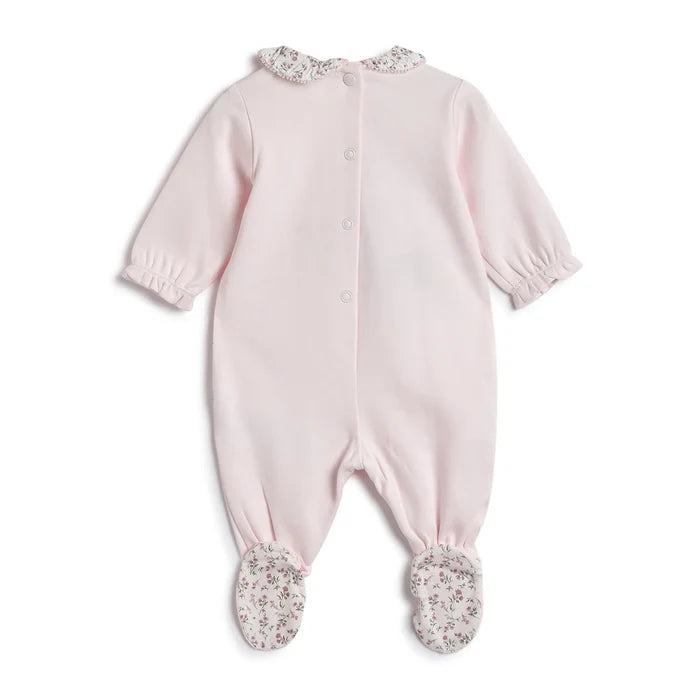 Girls Pink Embroidered Leg Opening Babysuit