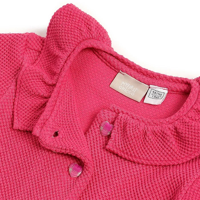 Girls Pink Full Sleeves Cardigan