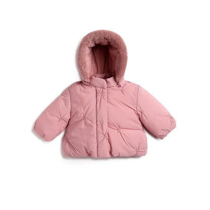 Girls Pink Hooded Puffer Jacket