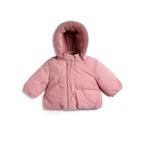 Girls Pink Hooded Puffer Jacket