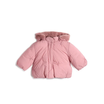 Girls Pink Hooded Puffer Jacket