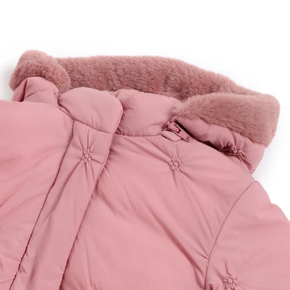 Girls Pink Hooded Puffer Jacket