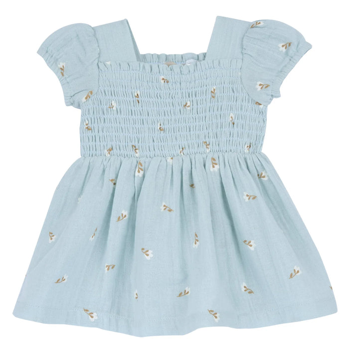Girls Sea Green Floral Printed Dress
