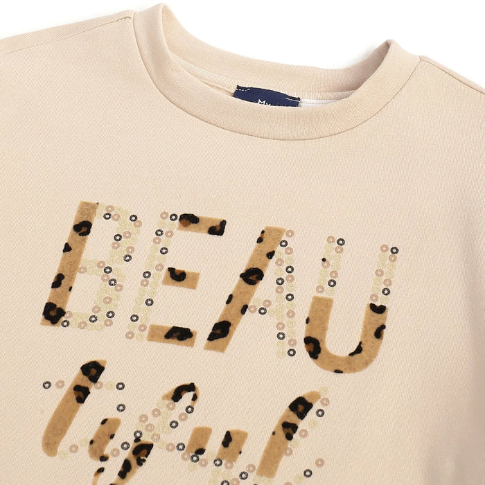 Girls Self Design Sweatshirt with Trousers