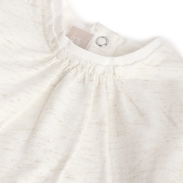 Girls White & Beige T-shirt with Trouser