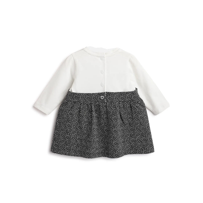 Girls White & Black Chevron Dress