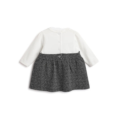 Girls White & Black Chevron Dress