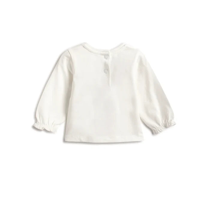 Girls White Printed Top with Trouser