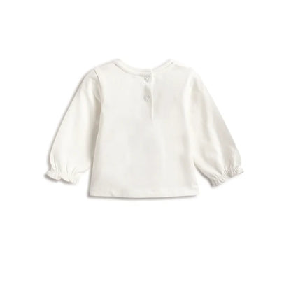 Girls White Printed Top with Trouser