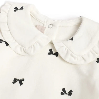 Girls White Sweatshirt with Printed Leggings