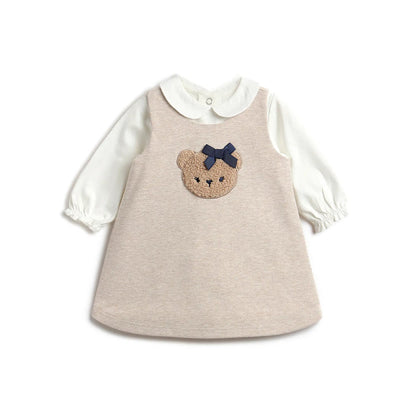 Girls White Top with Beige Dress