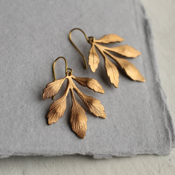 Gold Leaf Chandelier Earrings