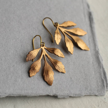 Gold Leaf Chandelier Earrings