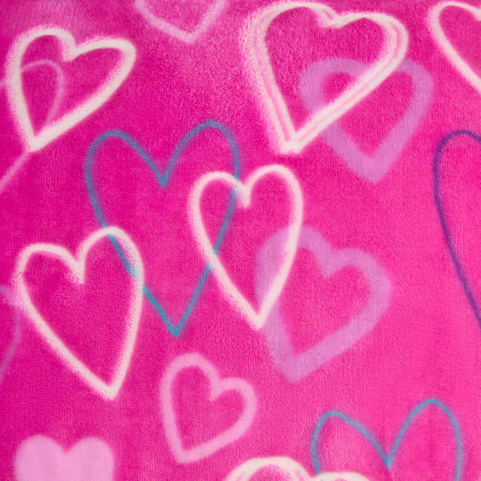 Heart Printed Glow In The Dark Duvet Set - Pink 🇬🇧
