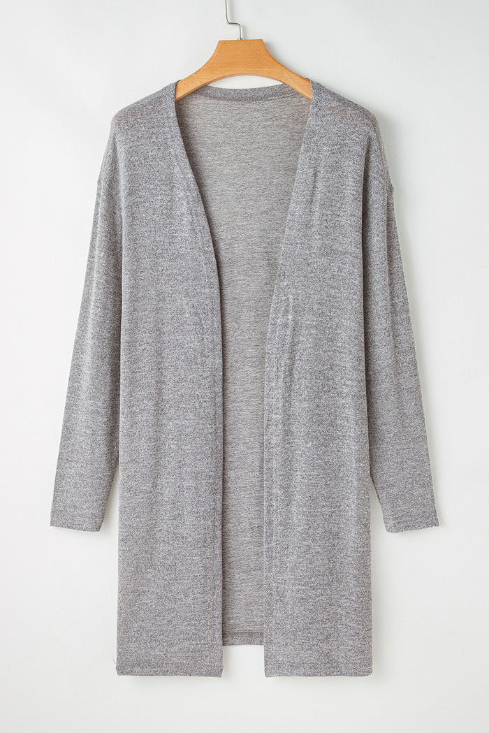 High Rise Solid Color Open Front Lightweight Cardigan 🇺🇸