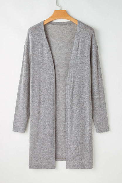 High Rise Solid Color Open Front Lightweight Cardigan 🇺🇸