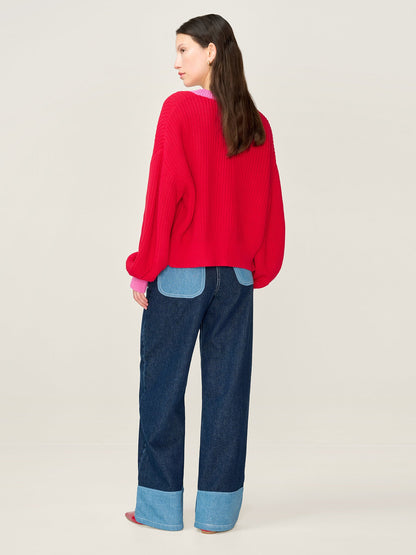 Hopper Cardigan in Red
