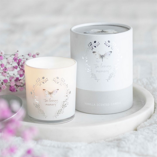 In Loving Memory White Butterfly Vanilla Candle 🇬🇧
