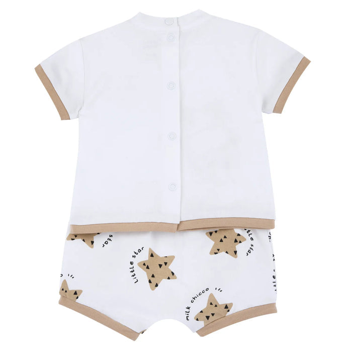 Infants White Animal Printed T-Shirt with Shorts