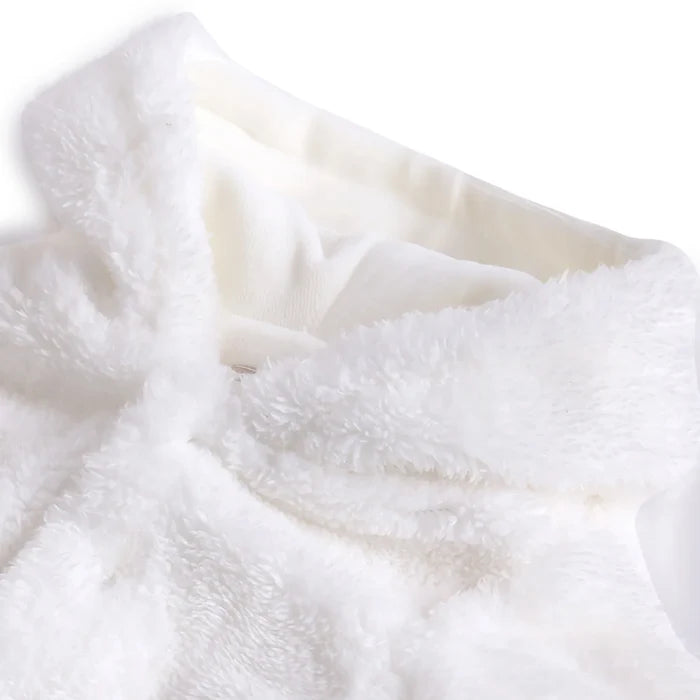 Infants White Hooded Front Opening Babysuit